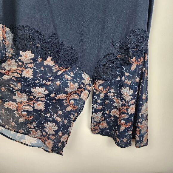 ANTHROPOLOGIE AKEMI KIN KRIS WOMENS ASYMMETRICAL FLORAL TUNIC TOP EMBROIDERED M - Picture 3 of 7